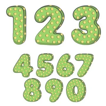 Cactus font. Isolated objects on a white. Stock Illustration