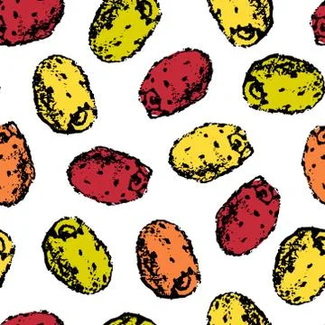 Cactus fruit seamless pattern Stock Illustration