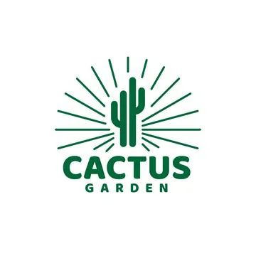 Cactus Garden Logo design vector template Stock Illustration