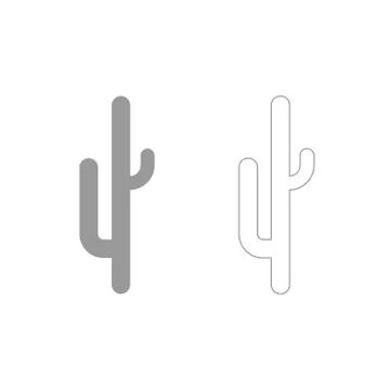 Cactus grey set icon . Stock Illustration