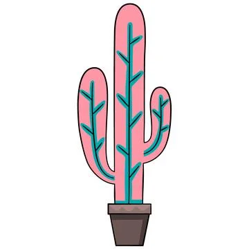 Cactus grows tall in a pot Stock Illustration