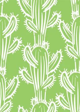 Cactus Hand drawing pattern seamless. Cactus in desert background Stock Illustration