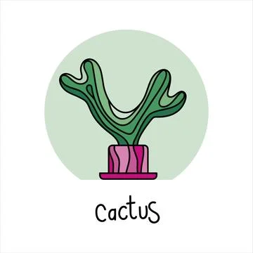 Cactus Hand drawn. Doodle vector illustration Stock Illustration