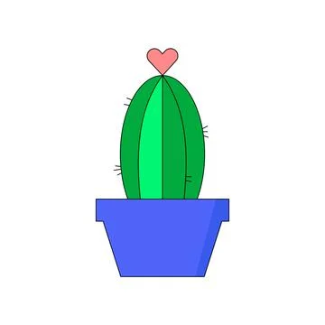 Cactus with a heart form flower. Vector illustration. Isolated. Stock Illustration