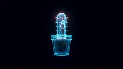 Cactus hologram Rotating 4k Stock Footage 149259906