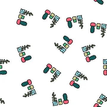 Cactus house plant vector seamless pattern Stock Illustration