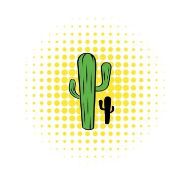 Cactus icon in comics style Stock Illustration