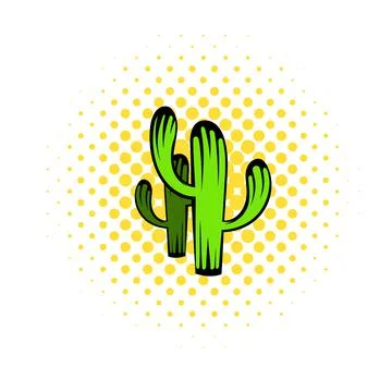 Cactus icon, comics style Illustrazione stock