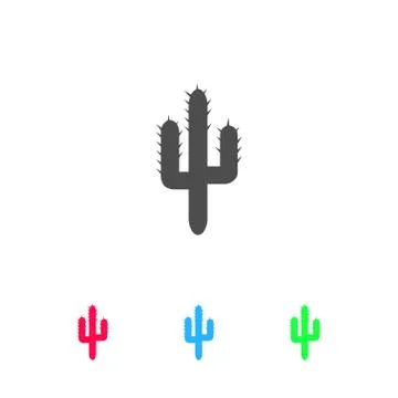 Cactus icon flat. Stock Illustration