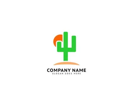 Cactus Icon Logo Template Vector Illustration Stock Illustration