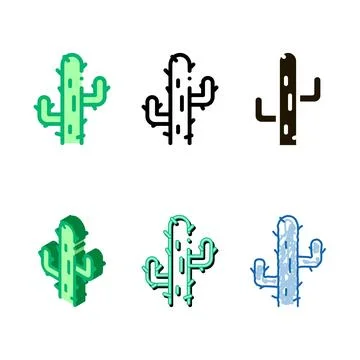 Cactus icon multistyle vector outline Stock-Illustration