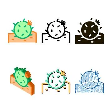 Cactus icon vector outline variations Stock Illustration