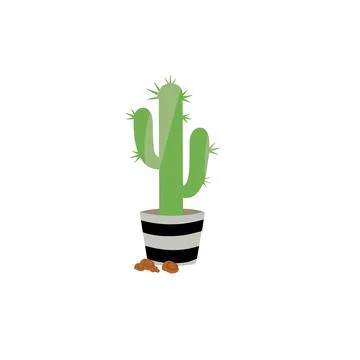 Cactus icons in a flat style on a white background Stock Illustration