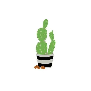 Cactus icons in a flat style on a white background Stock Illustration