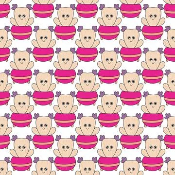Cactus kawaii character seamless pattern Stock Illustration