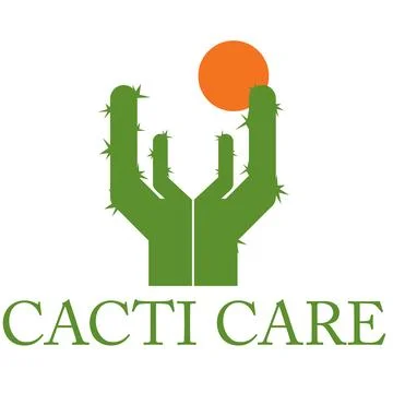 Cactus logo with caring hands Stock Illustration