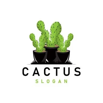 Cactus logo vector desert green plant design elegant style symbol Icon Illu.. Stock Illustration