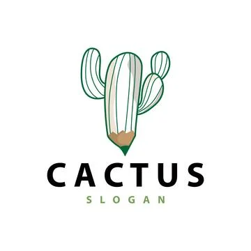 Cactus logo vector desert green plant design elegant style symbol Icon Illu.. Stock Illustration