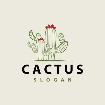 Cactus logo vector desert green plant design elegant style symbol Icon Illu.. Stock Illustration