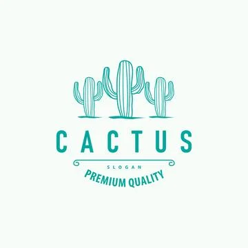 Cactus logo vector desert green plant design elegant style symbol Icon Illu.. Stock Illustration