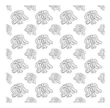 Cactus with many hanging branches in doodle style. Simple seamless pattern. Stock Illustration