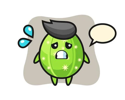 Cactus mascot character with afraid gesture Stock Illustration