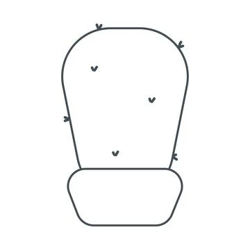 Cactus needle pot line doodle icon element Stock Illustration
