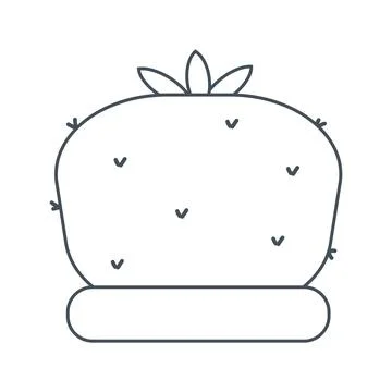 Cactus needle pot line doodle icon element Stock Illustration