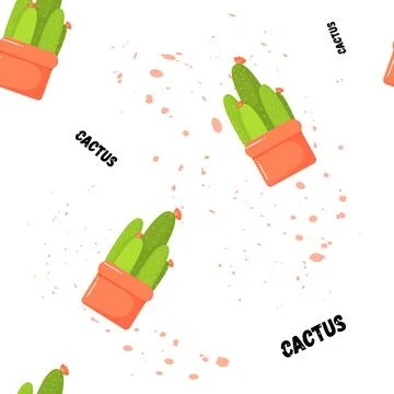 Cactus with orange blots pattern Stock Illustration