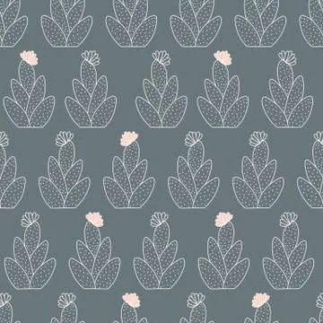 Cactus pattern design background. Vector seamless desert plant repeat. Illustrazione stock