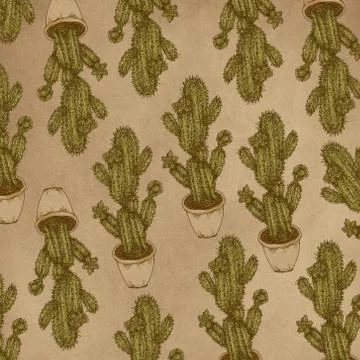 Cactus, pattern, fabric, repeating pattern Stock Illustration