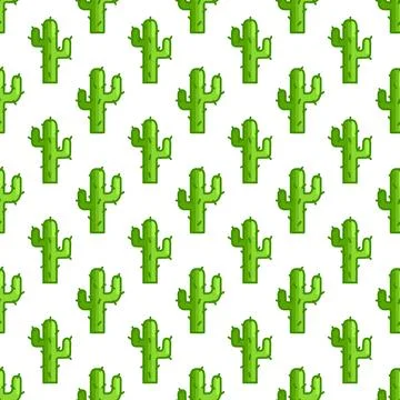Cactus pattern in Game style. Pixel prickly plant on a white background. Needles Stock Illustration