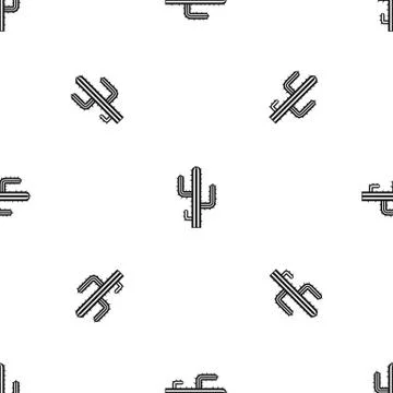 Cactus pattern seamless black Stock Illustration
