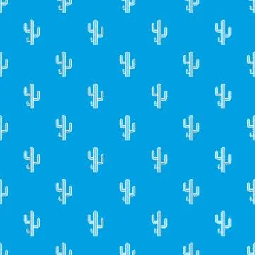 Cactus pattern seamless blue Stock Illustration