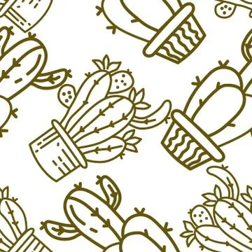Cactus Pattern Seamless Vector Template イラスト素材
