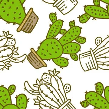 Cactus Pattern Seamless Vector Template Stockillustratie