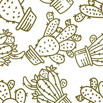 Cactus Pattern Seamless Vector Template 스톡 일러스트