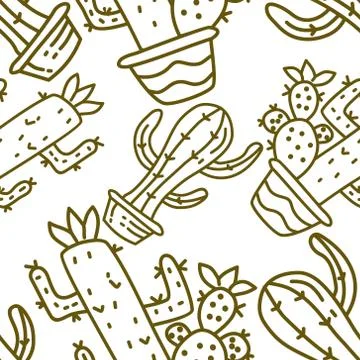 Cactus Pattern Seamless Vector Template Stock-Illustration