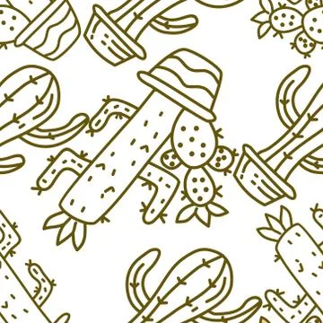 Cactus Pattern Seamless Vector Template Stock-Illustration