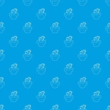 Cactus pattern vector seamless blue Stock Illustration
