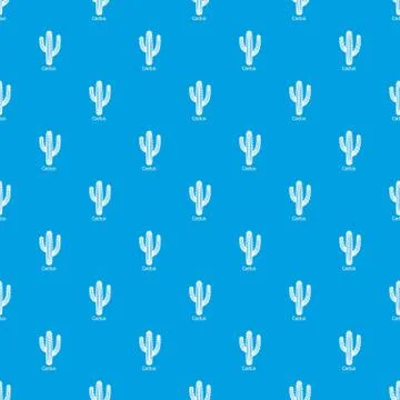 Cactus pattern vector seamless blue 스톡 일러스트