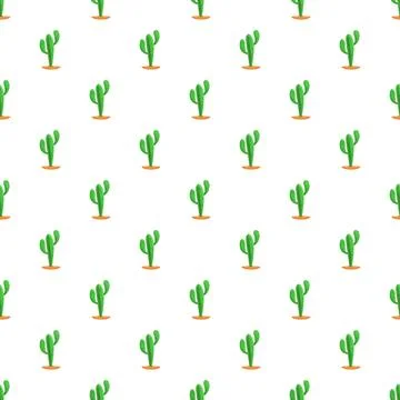 Cactus pattern on white background for design Stock Illustration
