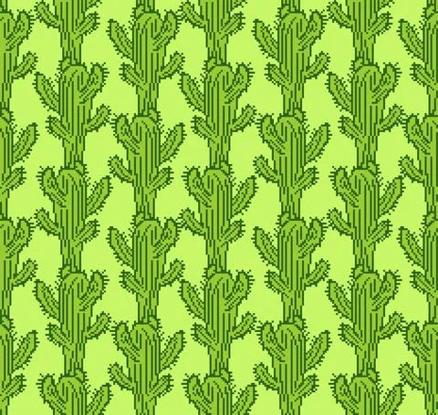 Cactus pixel art pattern seamless. 8 bit Cactus background. vector illustrati イラスト素材