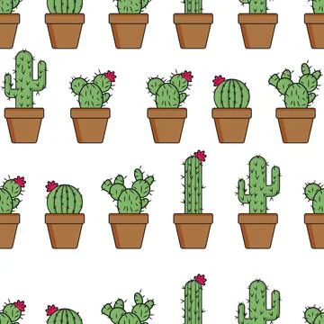 Cactus Plan Collection Seamless Pattern 스톡 일러스트
