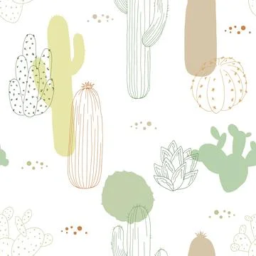 Cactus plant graphic seamless pattern background sketch illustration vector Stock Illustration