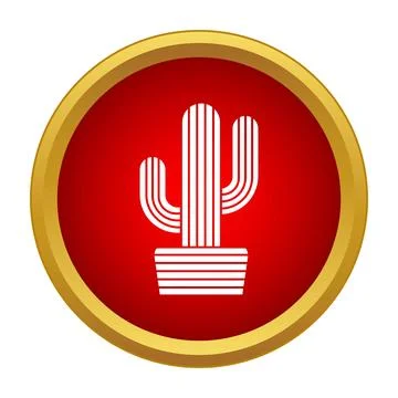 Cactus plant icon button for web and app design Stock Illustration