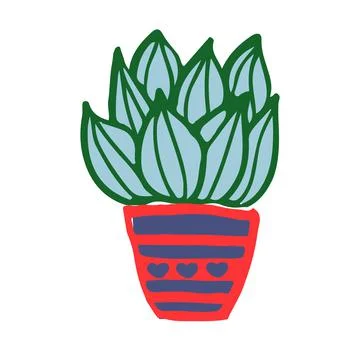 Cactus plant isolate, hand drawn colors sketching Stock Illustration