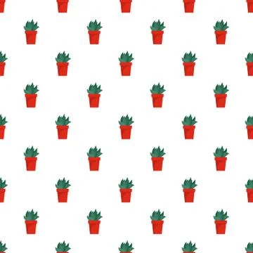 Cactus plant pot pattern seamless 스톡 일러스트
