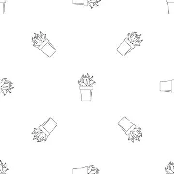Cactus plant pot pattern seamless vector Stock Illustration