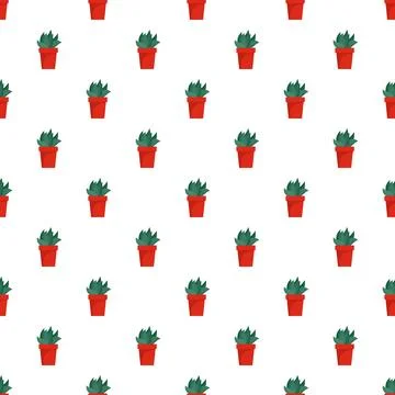 Cactus plant pot pattern seamless Stock Illustration